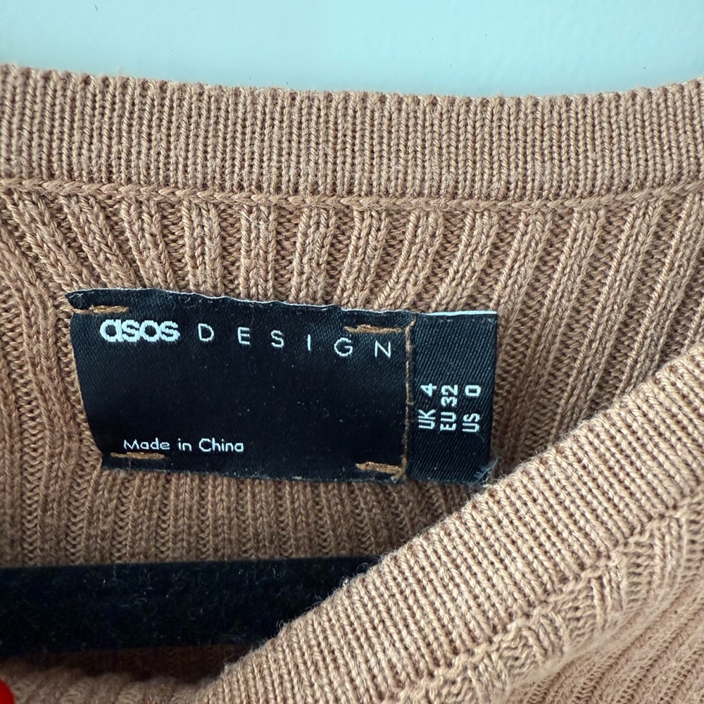 ASOS Tan Ribbed Knit Dress - Picture 2 of 2